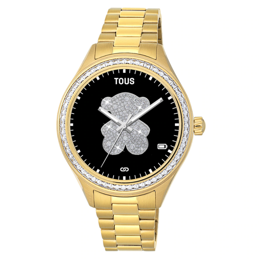 Relógio Tous smartwatch T- Shine Connect com bracelete em aço dourado com zircónias brancas