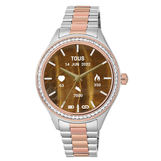 Relógio Tous smartwatch T- Shine Connect com bracelete em aço BICOLOR (Prateado e Rose Gold )