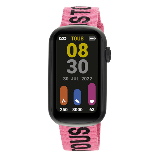 Relógio smartwatch Tous com correia em nylon e correia em silicone Preto T-Band