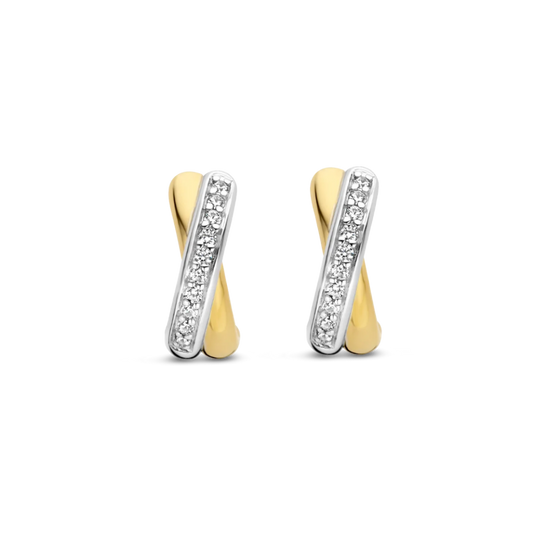 ARGOLAS TI SENTO EM PRATA 925% BICOLOR COM ZIRCÓNIAS