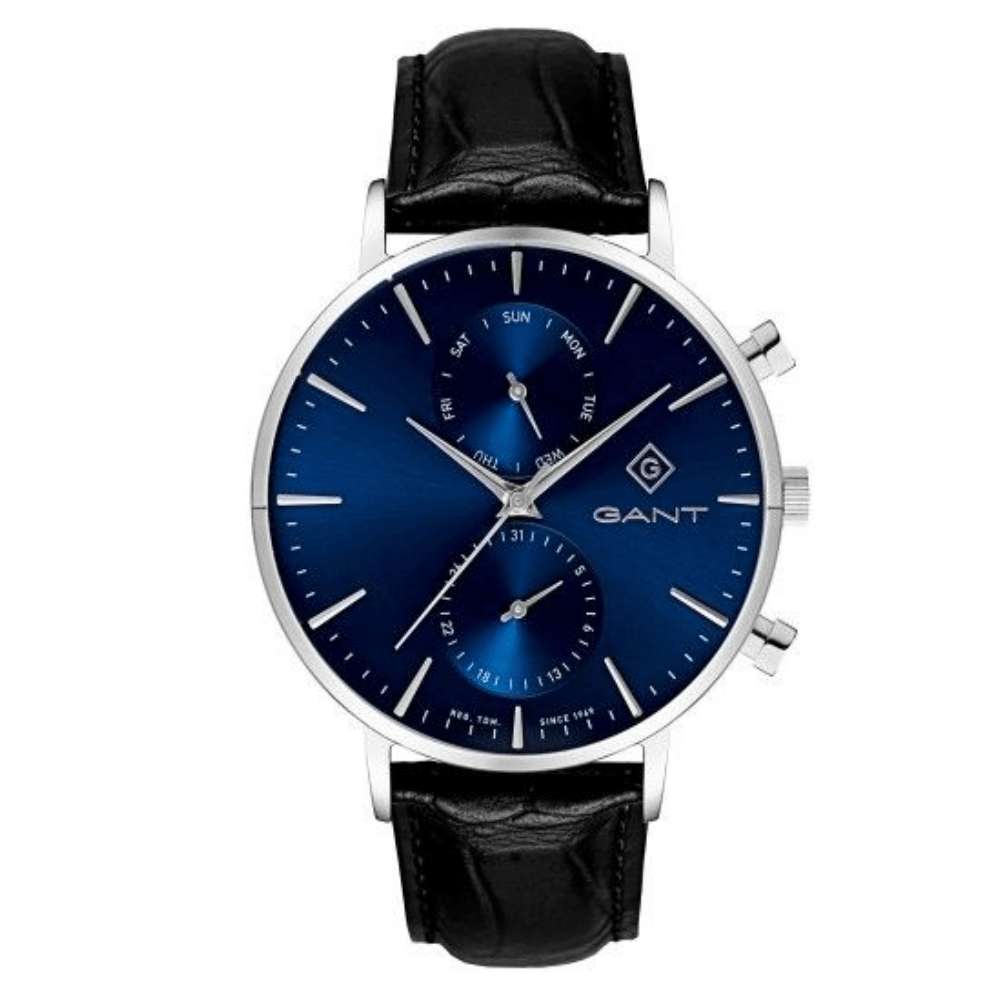 Relógio Gant Park Hill Bracelete Preta Mostrador Azul
