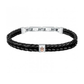 PULSEIRA MASERATI AÇO E PELE PRETA