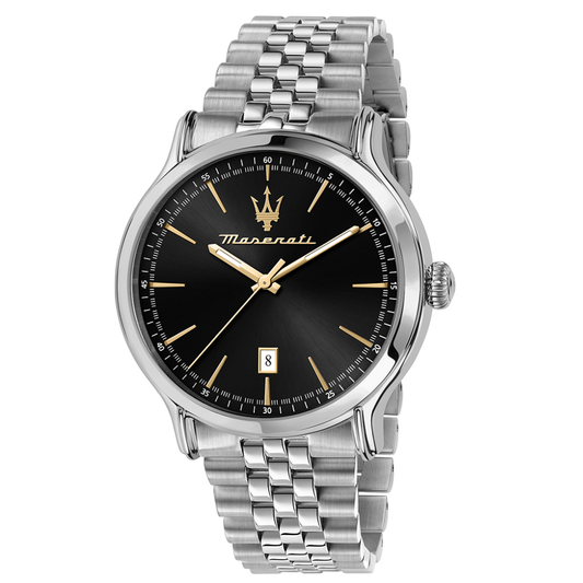 RELÓGIO MASERATI PRATEADO EPOCA 42MM MOSTRADOR PRETO
