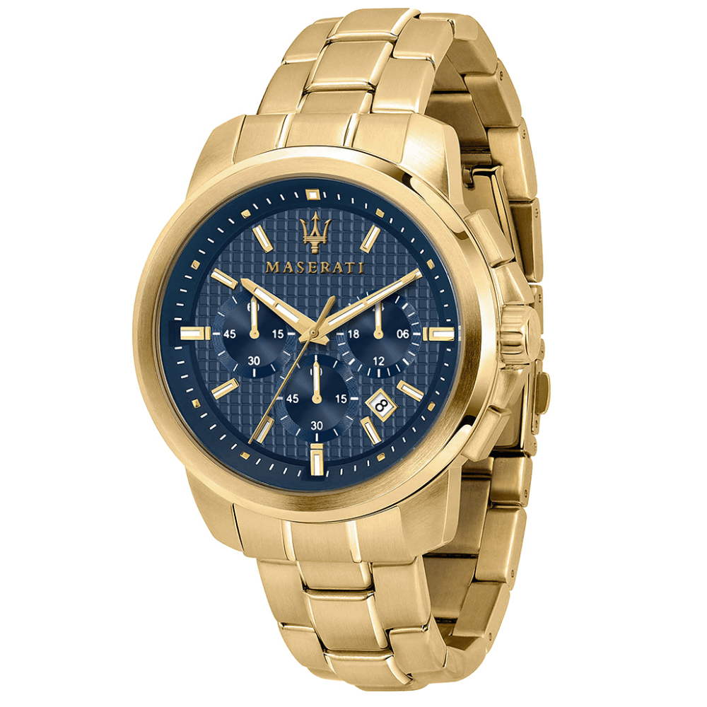 Relógio Maserati Successo Dourado mostrador Azul
